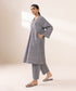 Women's Pret Yarn Dyed Solid Grey A-Line Shirt